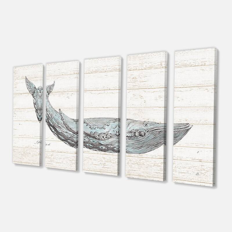Designart "Blue Whale Watercolor" Nautical & Coastal Gallerywrapped